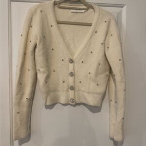 Astr Cream Cardigan with Silver Buttons